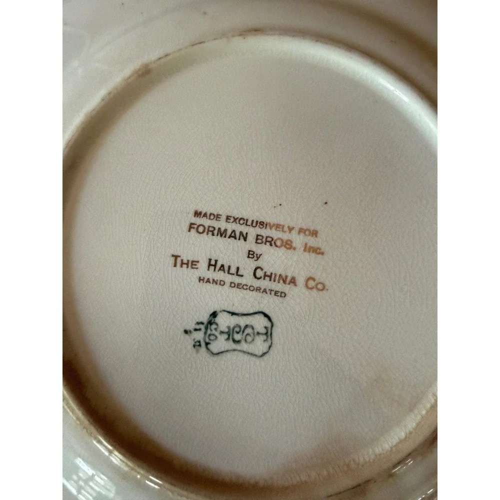 Vintage Hall China Lustreware Cake Plate, Chrome Forman Bros Handle Tray